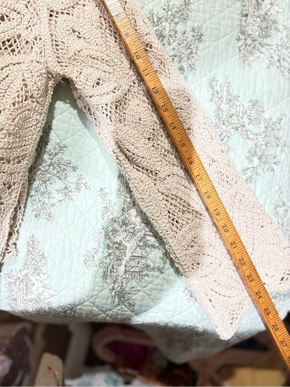 Cream Crochet Openwork Sweater Top - Picture 7 of 13